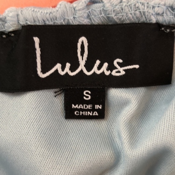 Lulu's Blue Sheath Mid Thigh Dress with Flutter Cap Sleeves Size S - Picture 11 of 12